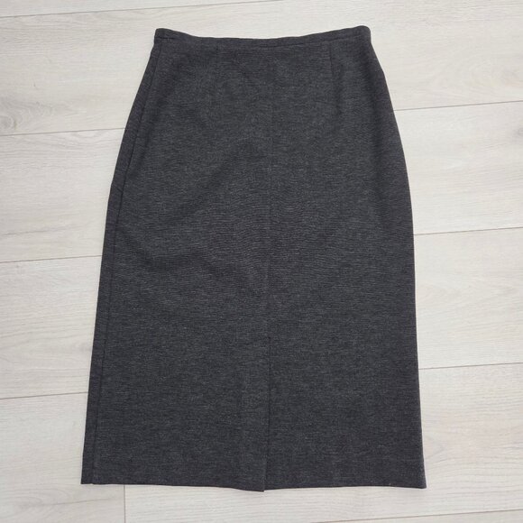 Emma James Knit Gray Pencil Skirt Womens Small Elastic Waist Midi Length Stretch - Picture 3 of 5